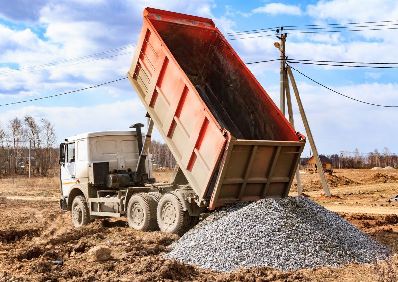 Delivery Trucks Loading Gravel